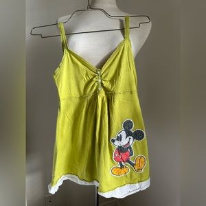 Green Minnie Mouse tank top with lace